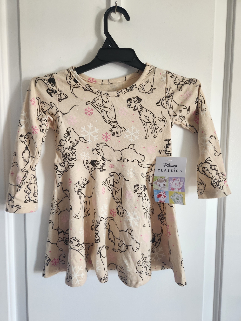 Disney Beige 101 Dalmatians Sketch Print Dress with Pink Accents